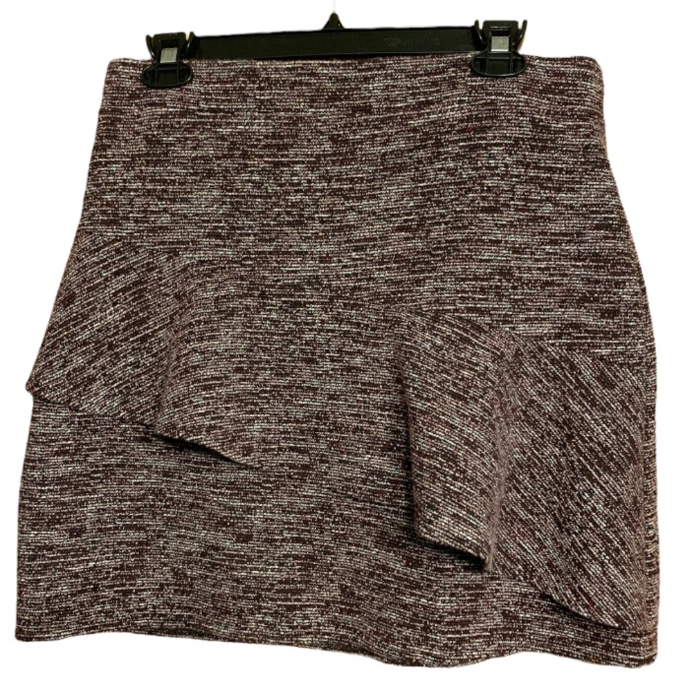 Ann Taylor Red, Black, White Tweed Texture Pull-On Stretch Mini Skirt